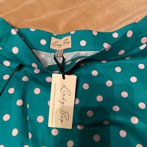 LindyBop Teal and Lavender dot skirt NWT!